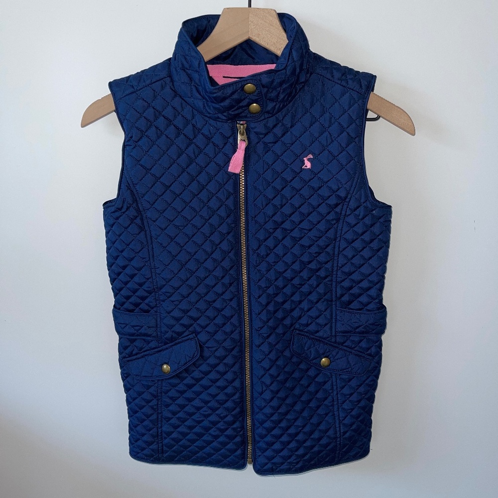 Joules pink velveteen rabbit quilted‎ zip sleeveless vest Size 11/12y